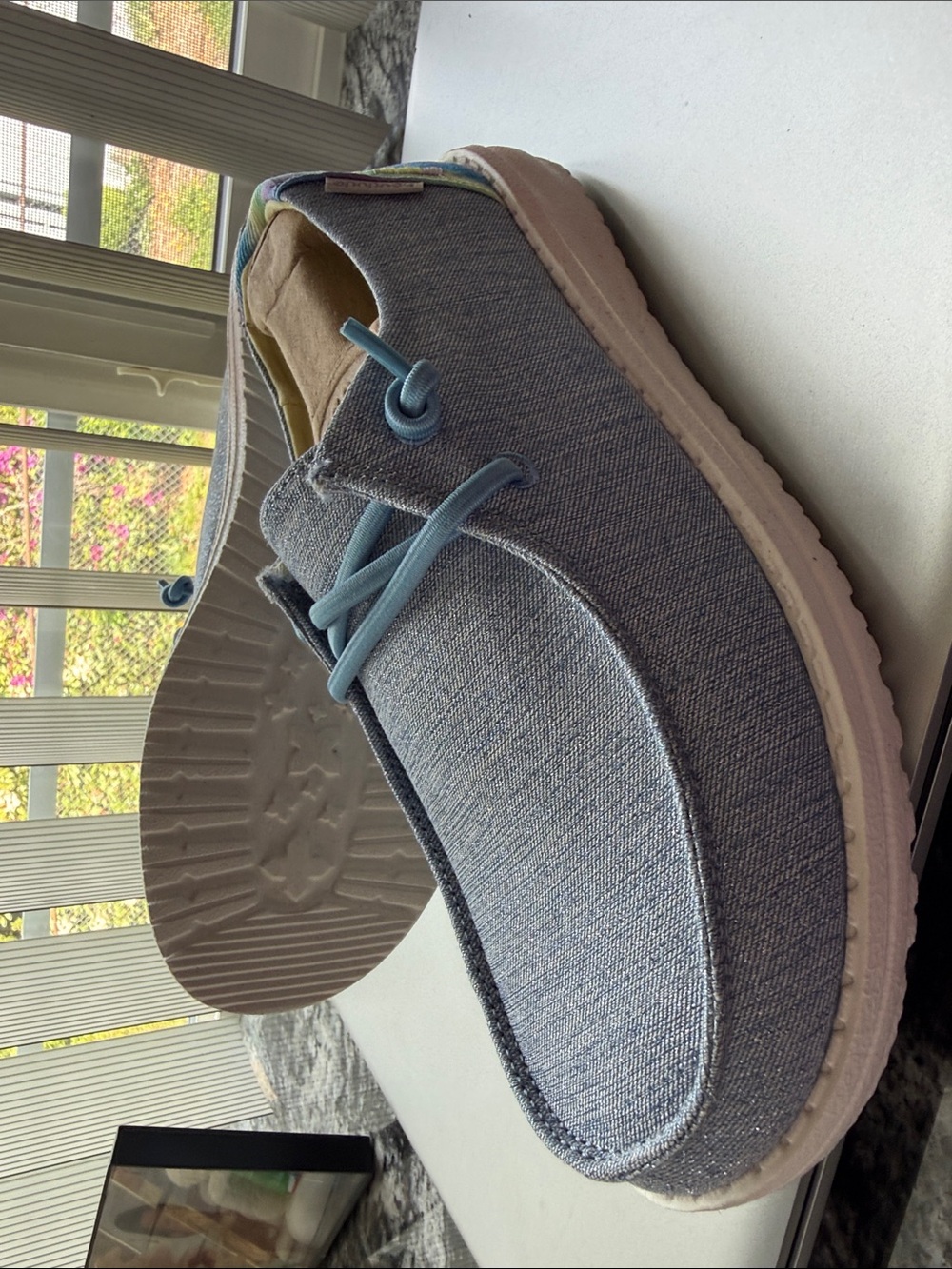 NWT Hey Dude Blue sparkle Denim-Style Slip-On Shoes - Picture 2 of 4